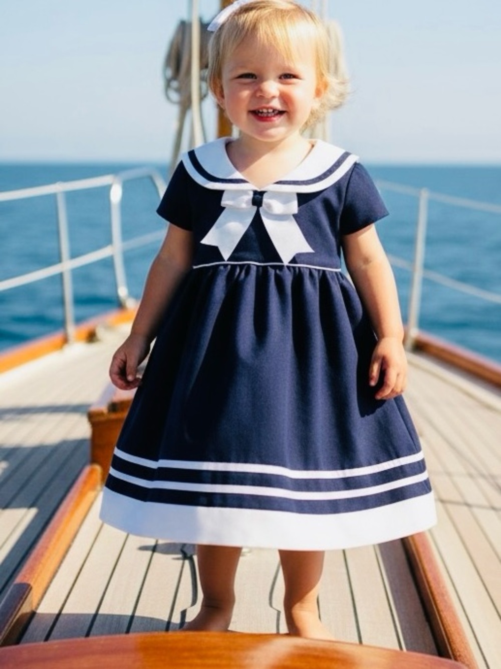 ALLISON ANN Sailor Girl Toddler 3T Blue and White Collar Sundress with Sash Belt